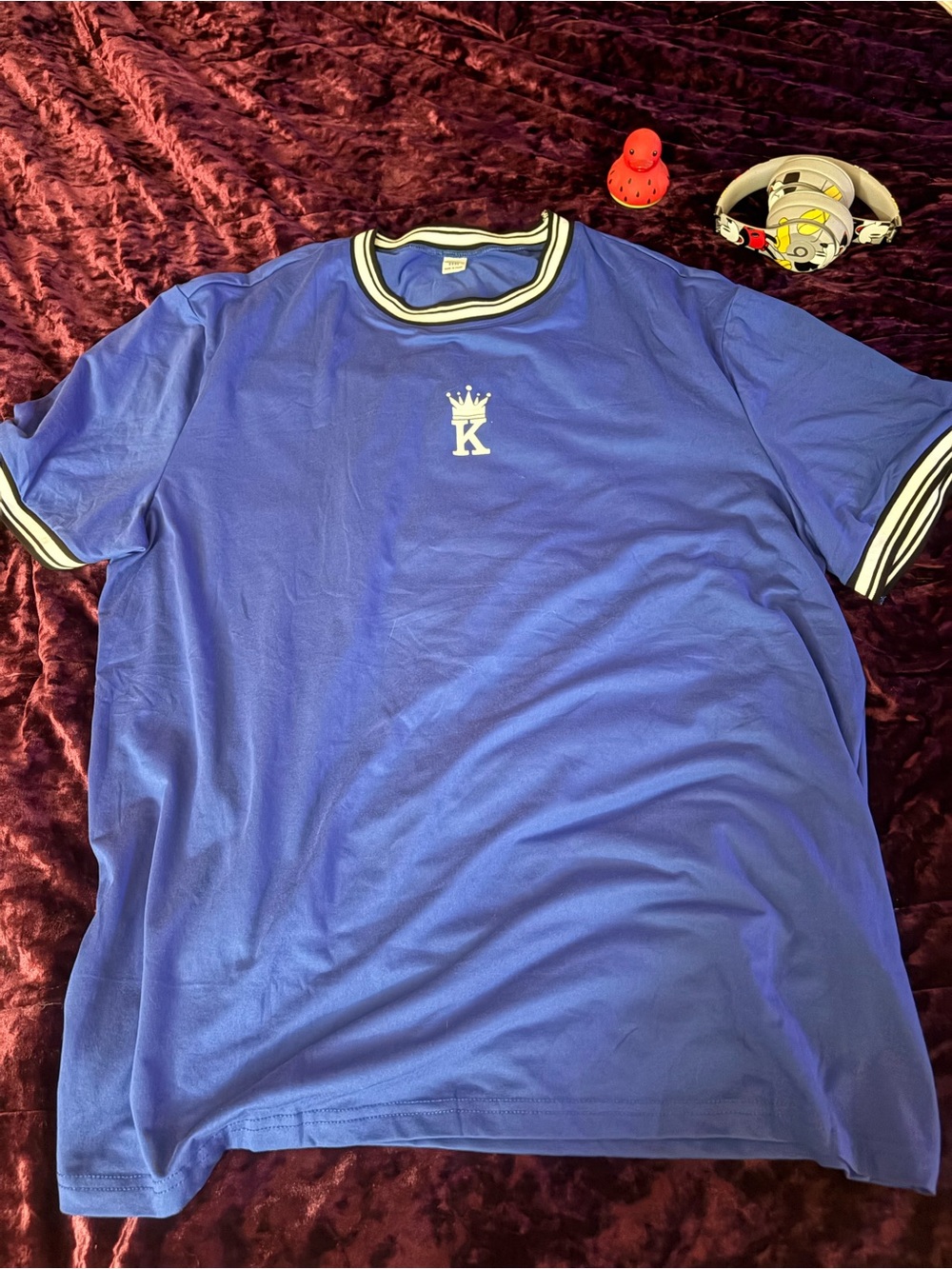 K Crown Logo Men's Royal Blue and White T-Shirt